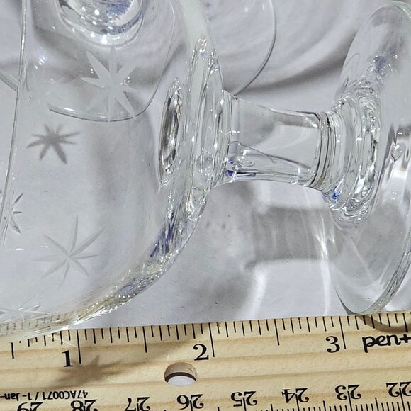 4 MCM Star Dust Low Champagne Glasses 3" by Quartzex Crystal 1950 Atomic dessert - Picture 5 of 8